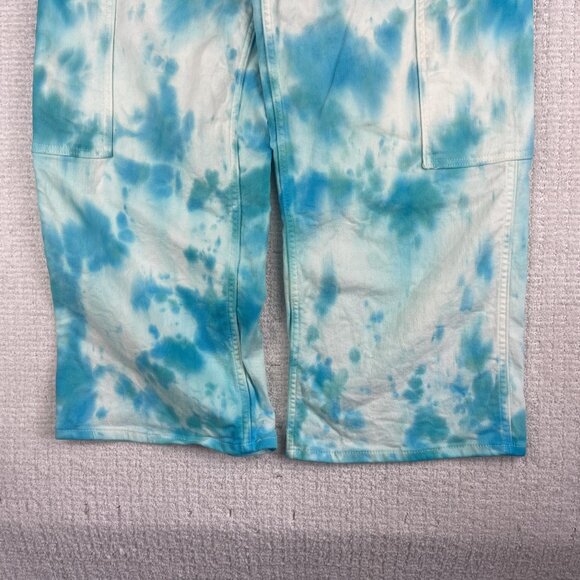 Levis Wom Cargo Jeans W30 Blue Tie Dye Hippie High-Waisted Wide Leg crop (Read) - Picture 4 of 16